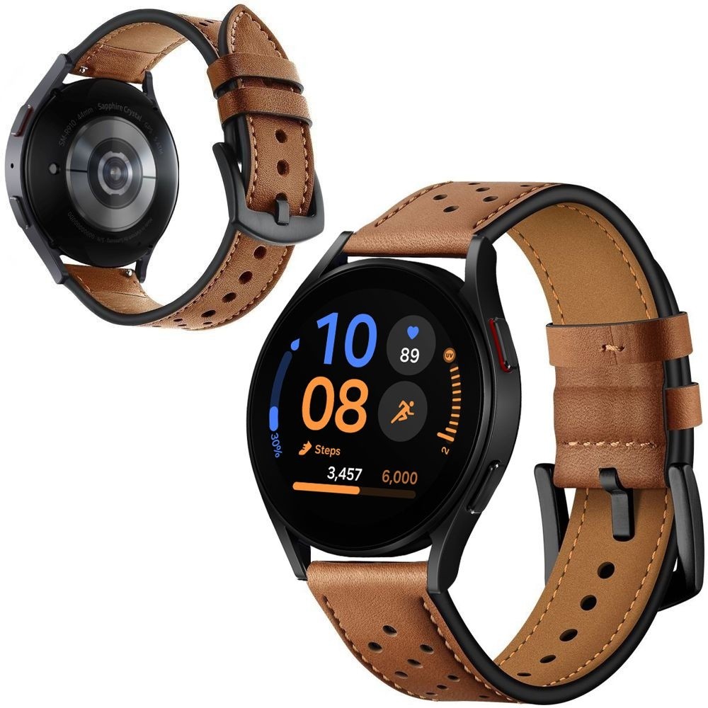 Skórzany Pasek Leather Strap Stitch | Brązowy do Samsung Galaxy Watch FE