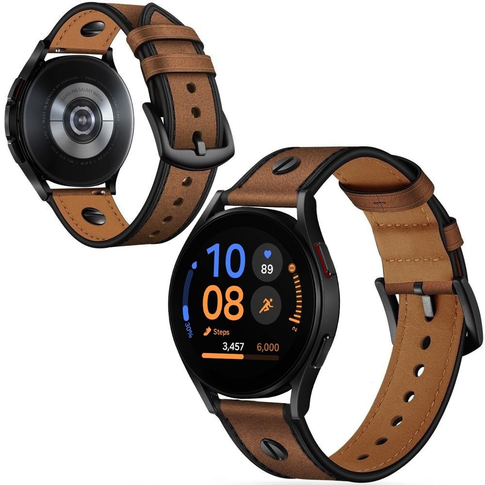 Skórzany Pasek Leather Screw Strap | Brązowy do Samsung Galaxy Watch FE