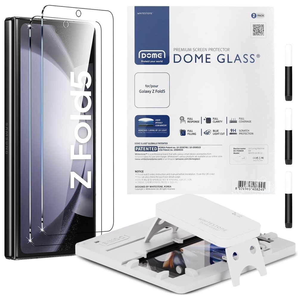 Whitestone DOME GLASS | 2x Szkło Hartowane UV + Ramka Montażowa do Samsung Galaxy Z Fold5