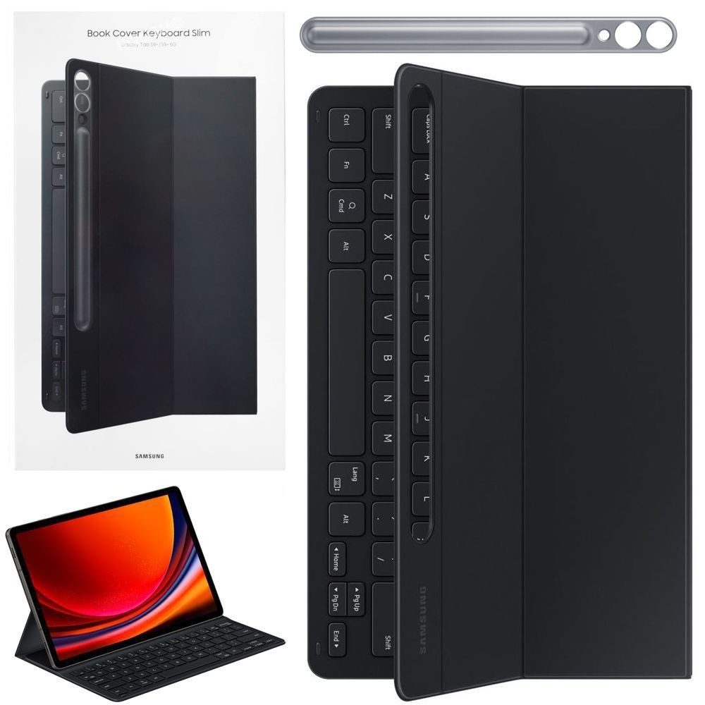 Oryginalne Etui Book Cover Keyboard Slim | Black do Samsung Galaxy Tab S9+ Plus 12.4"