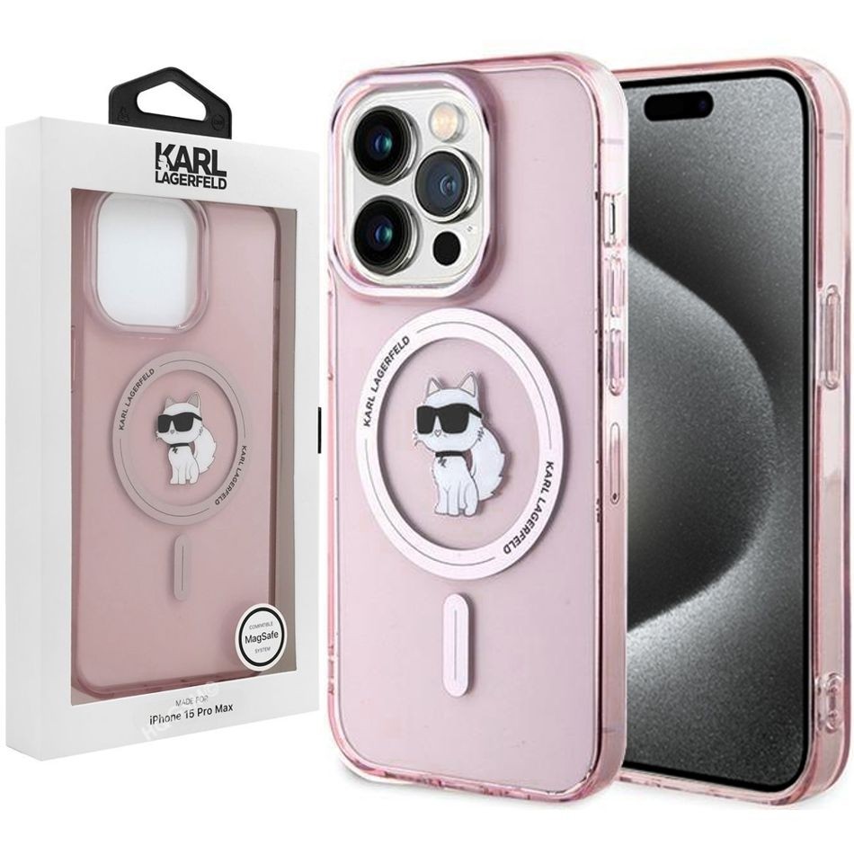 Etui Karl Lagerfeld HardCase MagSafe | Choupette | Pink do Apple iPhone 15 Pro Max