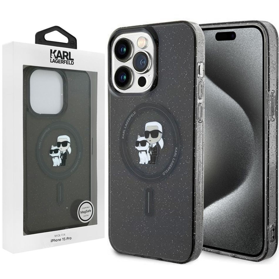 Etui Karl Lagerfeld HardCase MagSafe | Glitter Smoke do Apple iPhone 15 Pro |