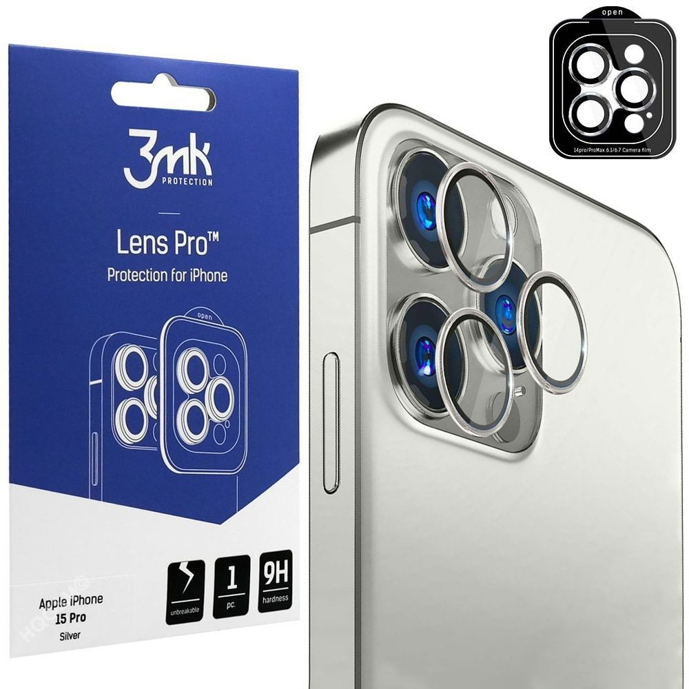3mk Lens Pro | Osobne Szkła na Aparat | Silver do Apple iPhone 15 Pro |