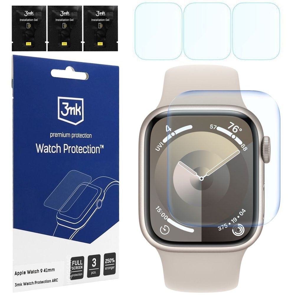 3x Folia Hybrydowa 3mk Watch Protection do Apple Watch 9 41mm