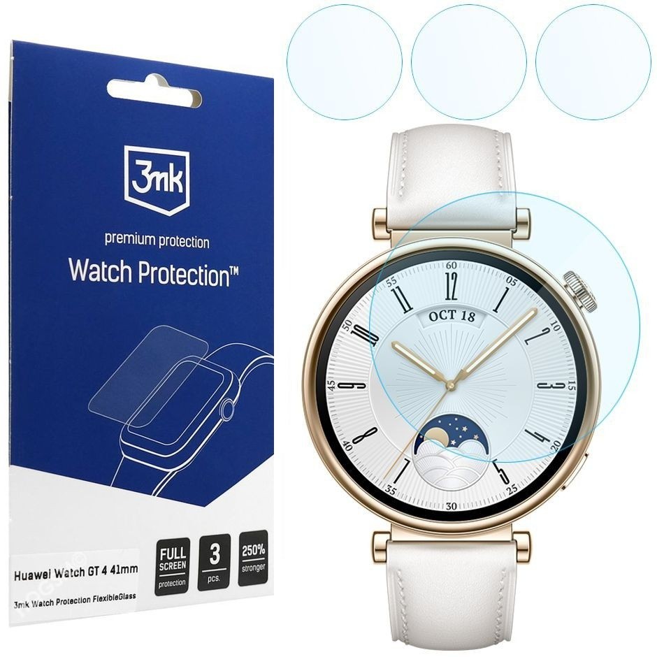 3x Szkło Hybrydowe 3mk Watch Protection do Huawei Watch GT 4 41mm