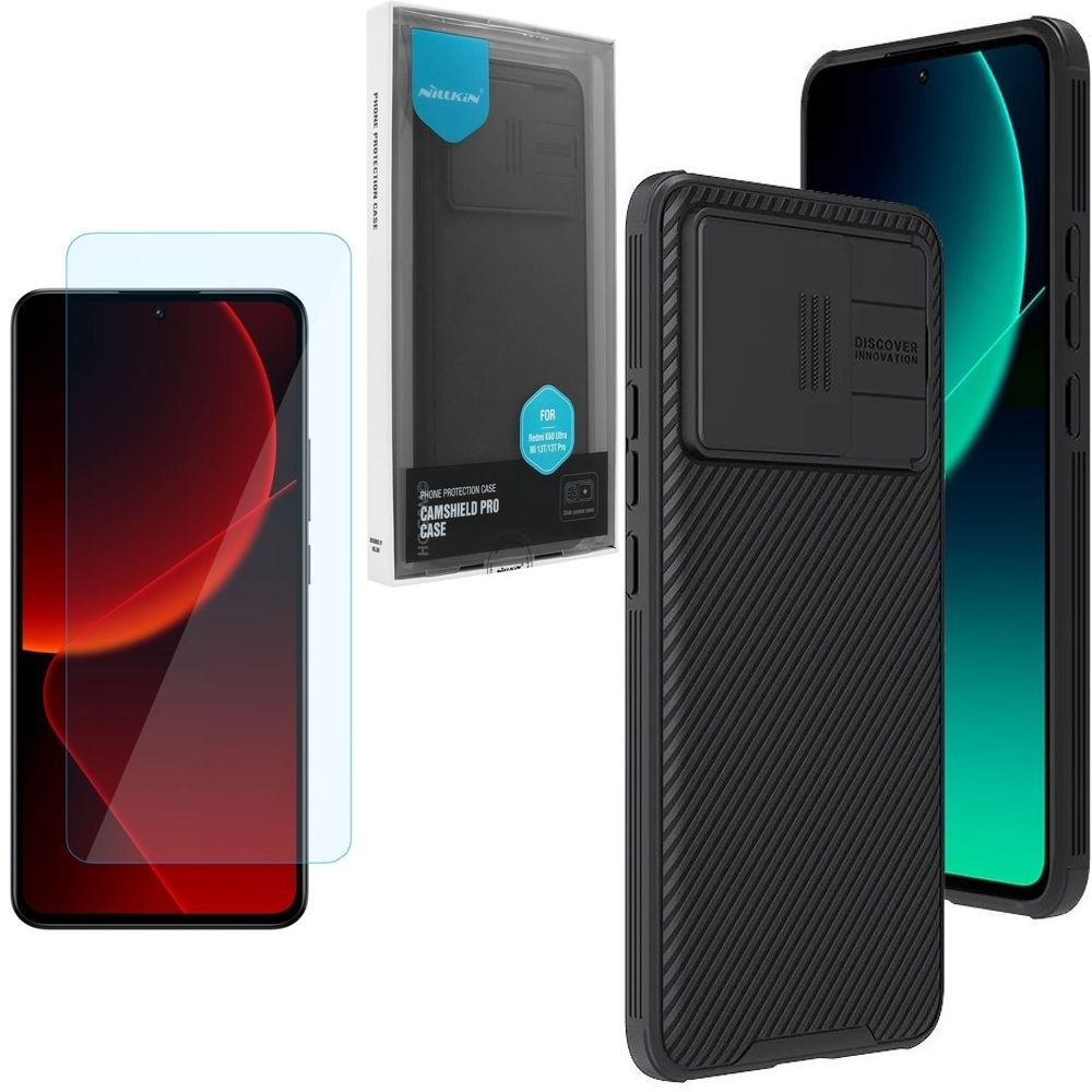 Etui NILLKIN CamShield | Czarne + SZKŁO do Xiaomi 13T / 13T Pro