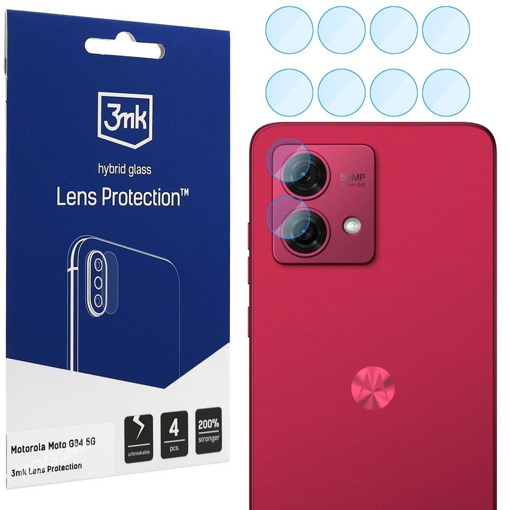 4x 3mk Lens Protection | Szkło Ochronne na Obiektyw Aparat do Motorola Moto G84 5G