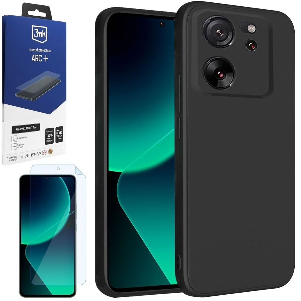 Cienkie Etui 3mk Matt Case | Black + FOLIA 3mk ARC+ do Xiaomi 13T / 13T Pro