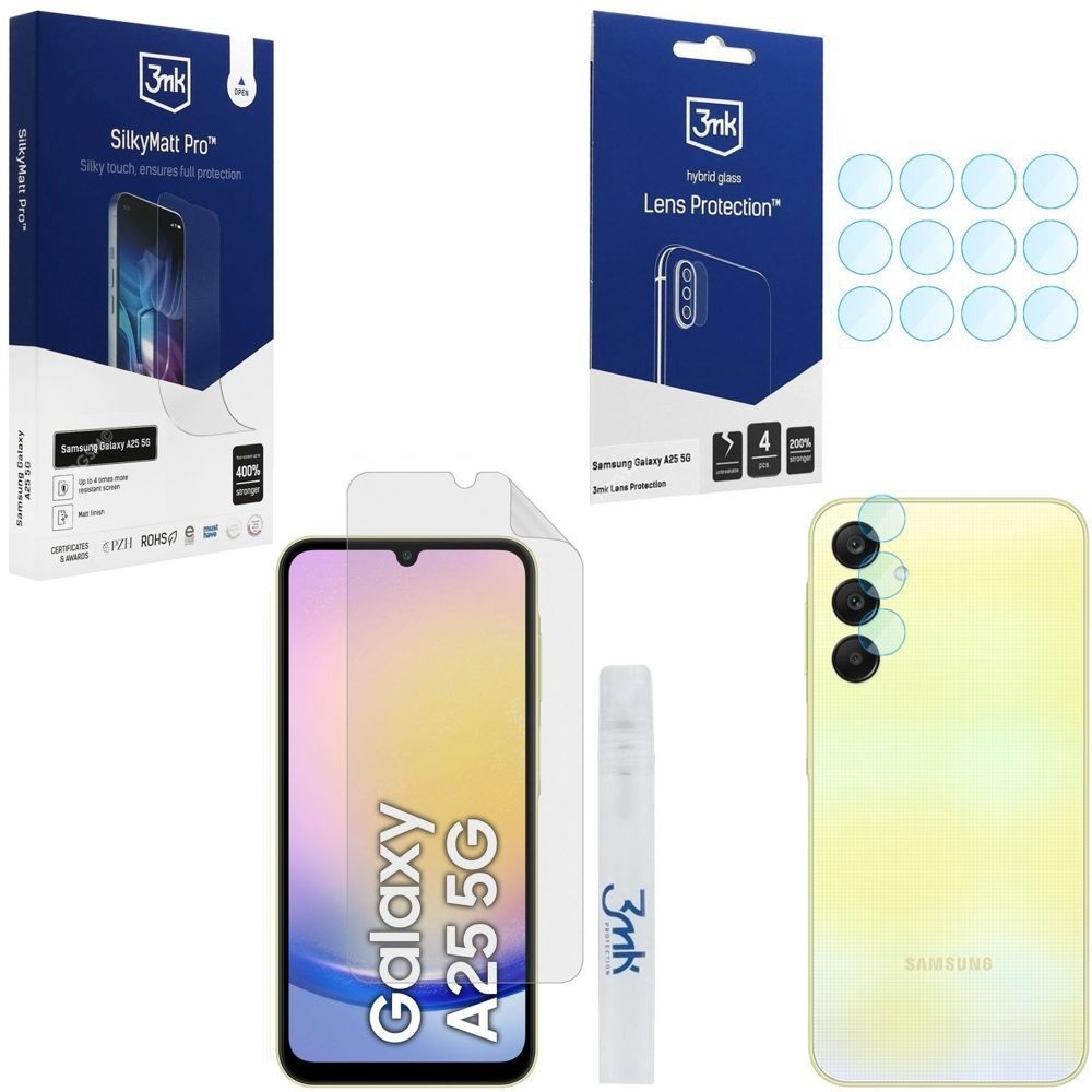 FOLIA Matowa 3mk SilkyMatt Pro + 4x APARAT Lens Protection do Samsung Galaxy A25 5G