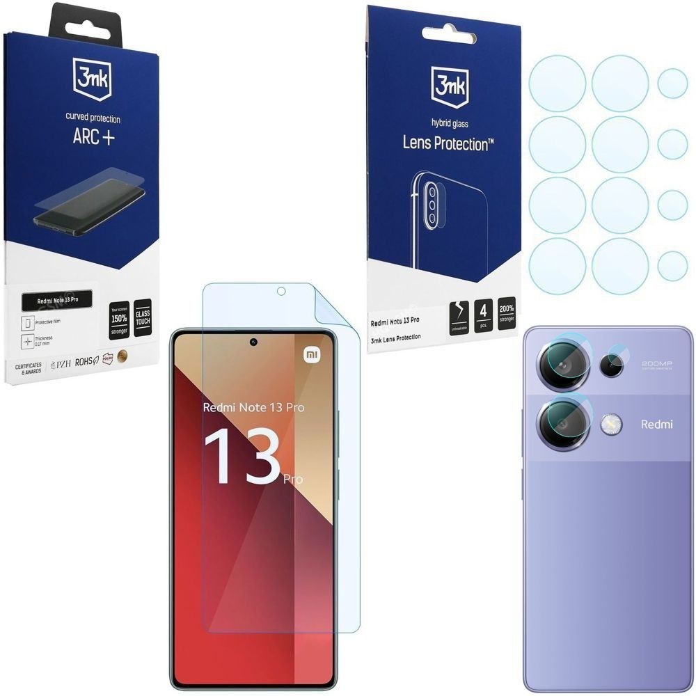 FOLIA 3mk Curved Protection ARC+ 4x APARAT Lens Protection do Xiaomi Redmi Note 13 Pro 4G