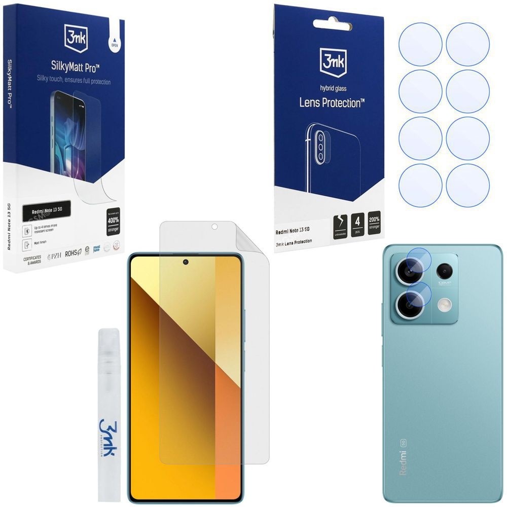 FOLIA Matowa 3mk SilkyMatt Pro + 4x APARAT Lens Protection do Xiaomi Redmi Note 13 5G