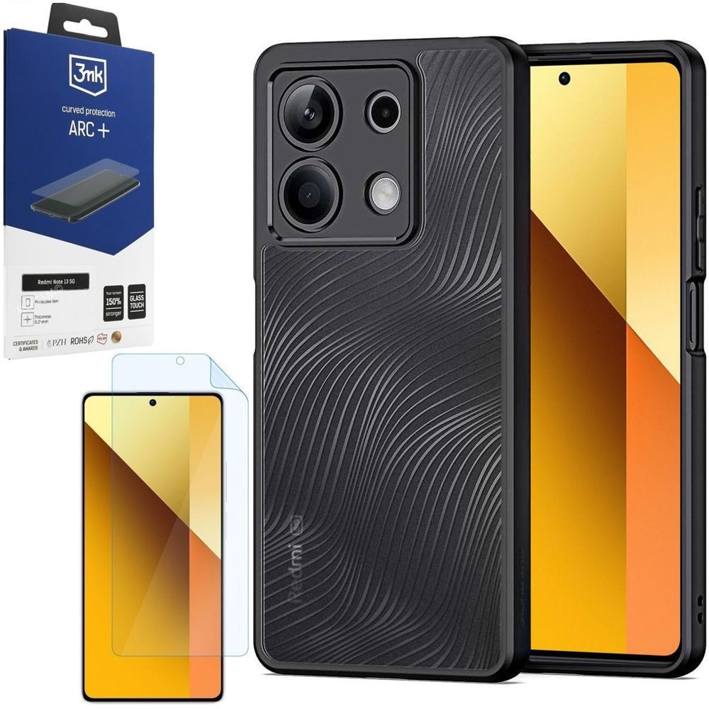 Etui DUX DUCIS Aimo | Clear Black + FOLIA 3mk ARC+ do Xiaomi Redmi Note 13 5G