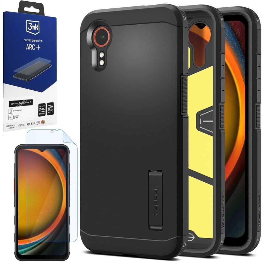 Pancerne Etui SPIGEN Tough Armor | Black + FOLIA 3mk ARC do Samsung Galaxy XCover 7