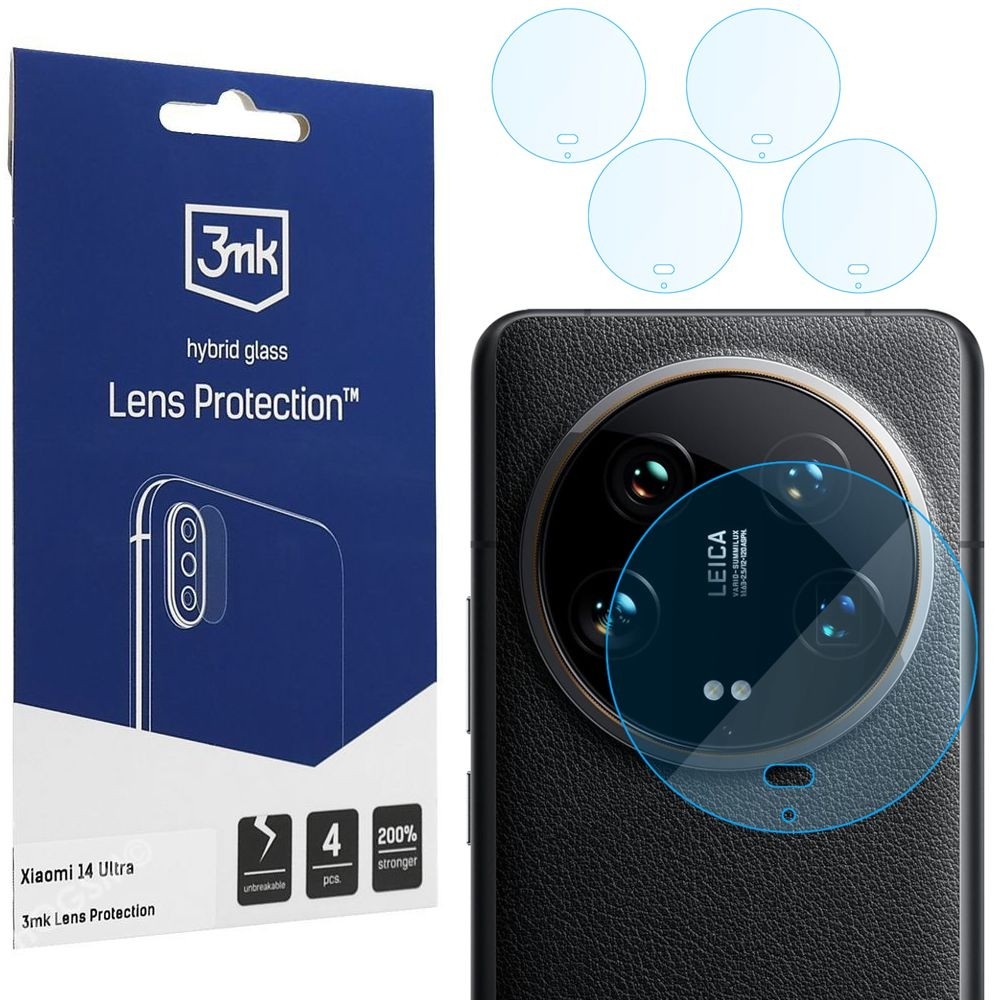 4x 3mk Lens Protection | Szkło Hybrydowe na Obiektyw Aparat do Xiaomi 14 Ultra