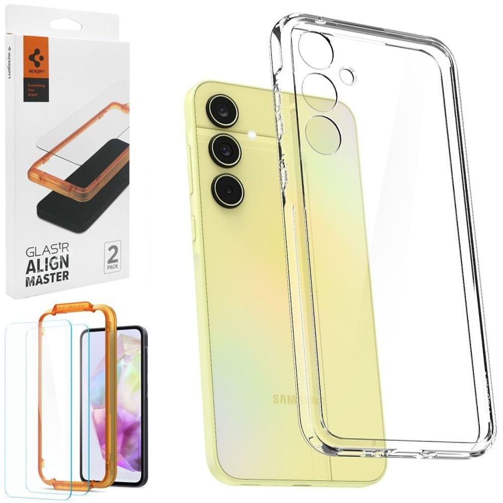 Etui SPIGEN Ultra Hybrid | Crystal Clear + 2x SZKŁO Spigen do Samsung Galaxy A35 5G