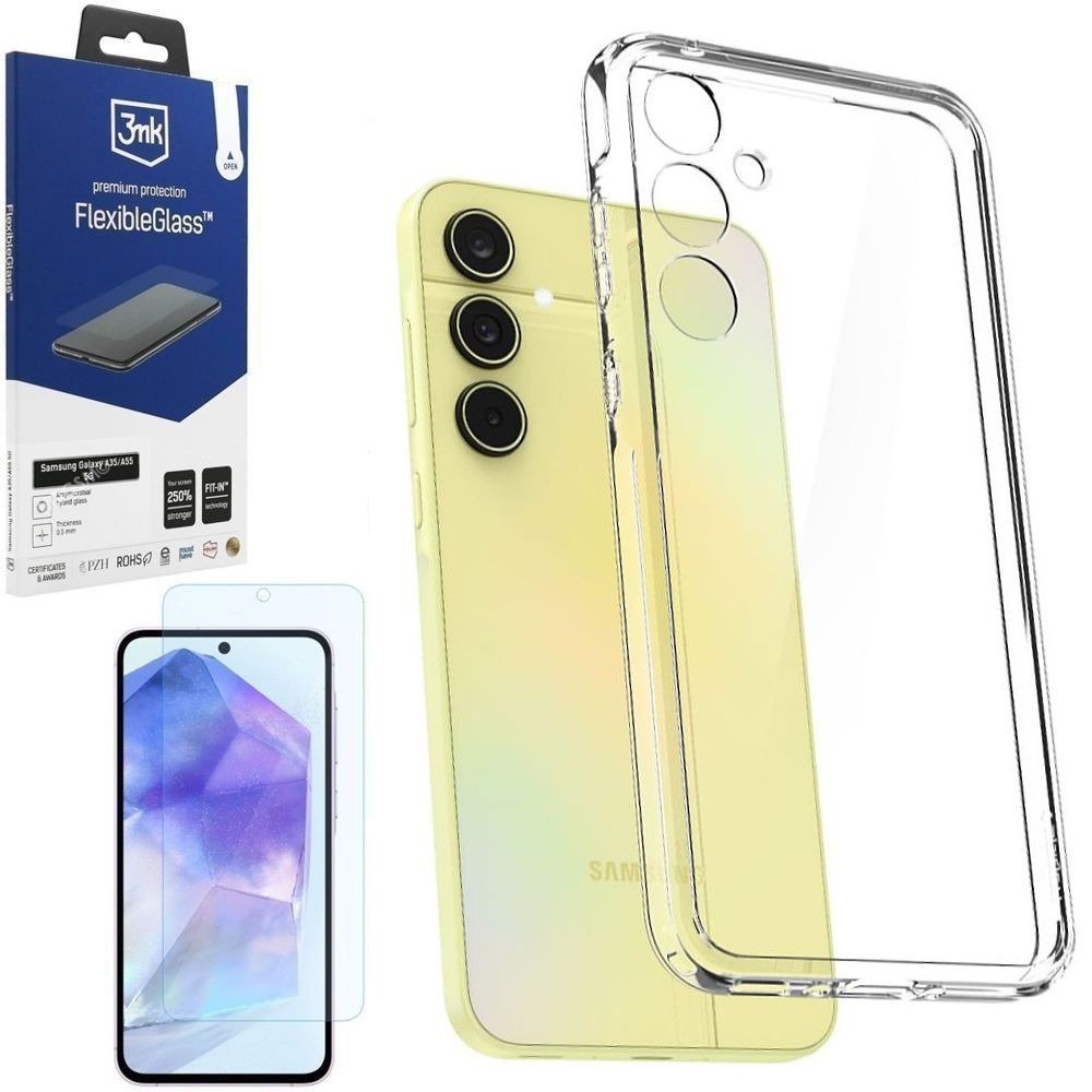 Etui SPIGEN Ultra Hybrid | Crystal Clear + SZKŁO 3mk FG do Samsung Galaxy A35 5G