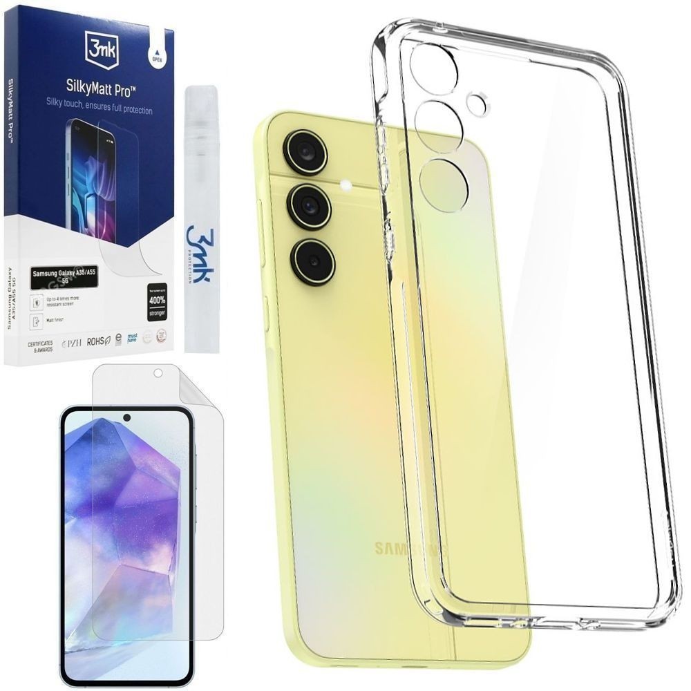 Etui SPIGEN Ultra Hybrid | Crystal Clear + FOLIA 3mk SilkyMatt do Samsung Galaxy A35 5G