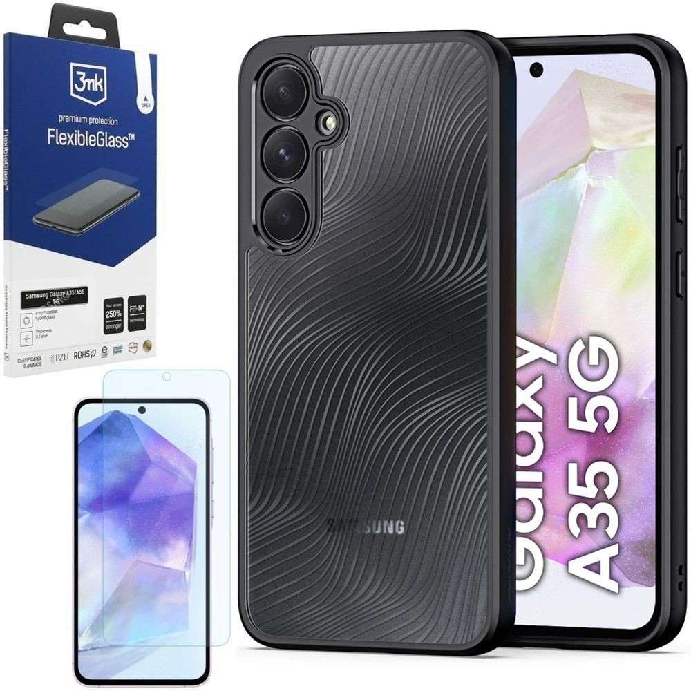 Etui DUX DUCIS Aimo | Clear Black + FOLIA 3mk SilkyMatt do Samsung Galaxy A35 5G