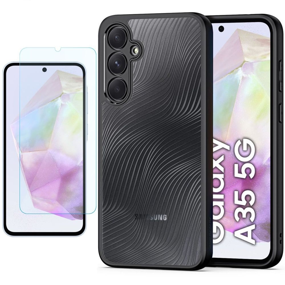 Etui DUX DUCIS Aimo | Clear Black + SZKŁO do Samsung Galaxy A35 5G