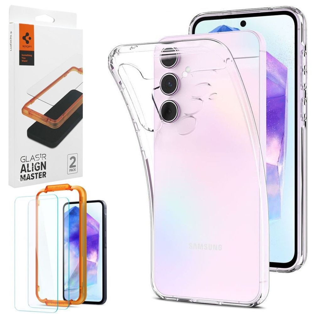 Etui 3mk Clear Case | Bezbarwne + 2x SZKŁO Spigen do Samsung Galaxy A55 5G