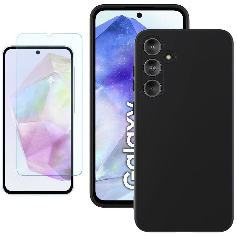 Cienkie Etui 3mk Matt Case | Black + SZKŁO do Samsung Galaxy A55 5G