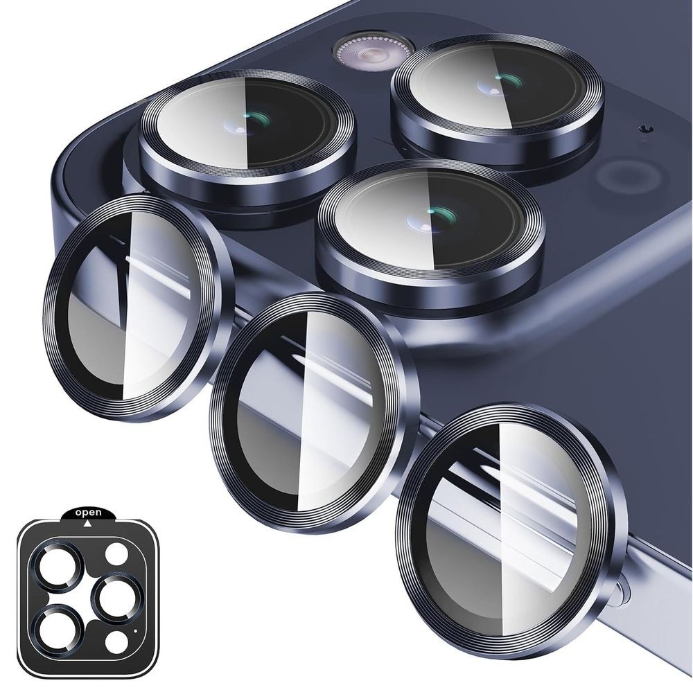 CamRing | Szkło na Aparat + Ramka Montażowa | Deep Blue do Apple iPhone 15 Pro / Pro Max