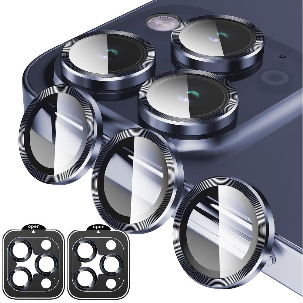 2x CamRing | Szkło na Aparat + Ramka Montażowa | Deep Blue do Apple iPhone 15 Pro / Pro Max