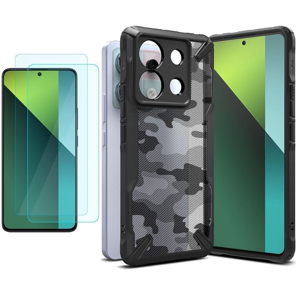 Etui RINGKE Fusion X | Camo Black + 2x SZKŁO do Xiaomi Redmi Note 13 Pro 5G