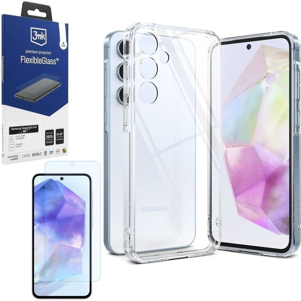 Etui RINGKE Fusion | Bezbarwne | Clear + SZKŁO 3mk FG do Samsung Galaxy A35 5G