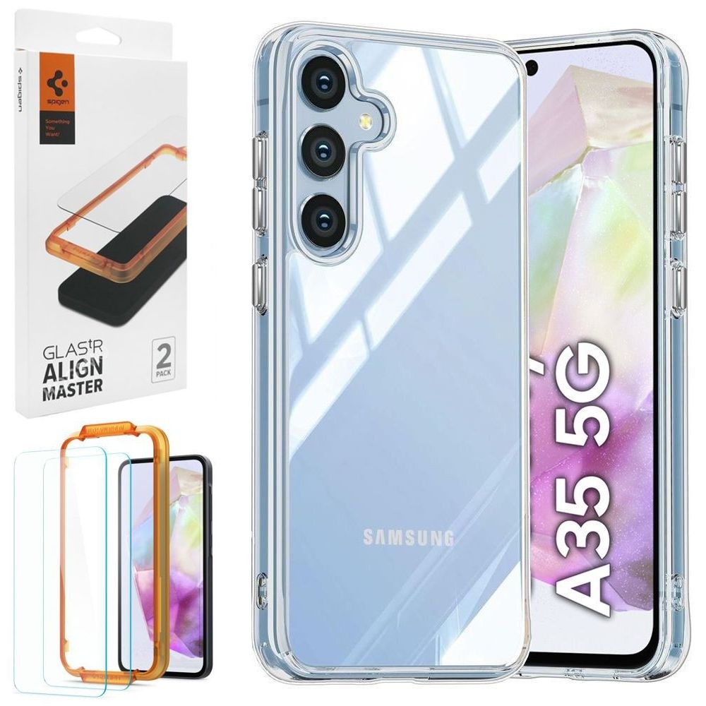 Pancerne Etui 3mk Armor Case | Clear + 2x SZKŁO Spigen do Samsung Galaxy A35 5G