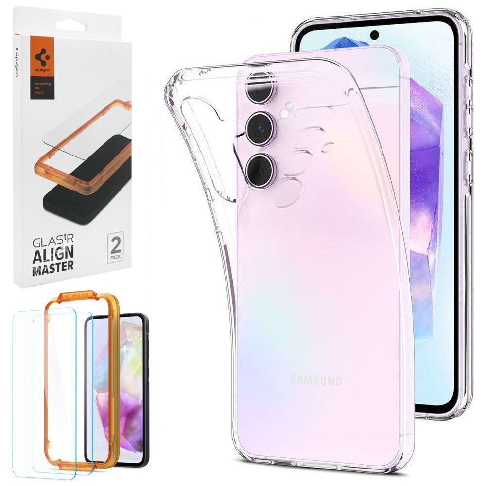 Etui 3mk Clear Case | Bezbarwne + 2x SZKŁO Spigen do Samsung Galaxy A35 5G