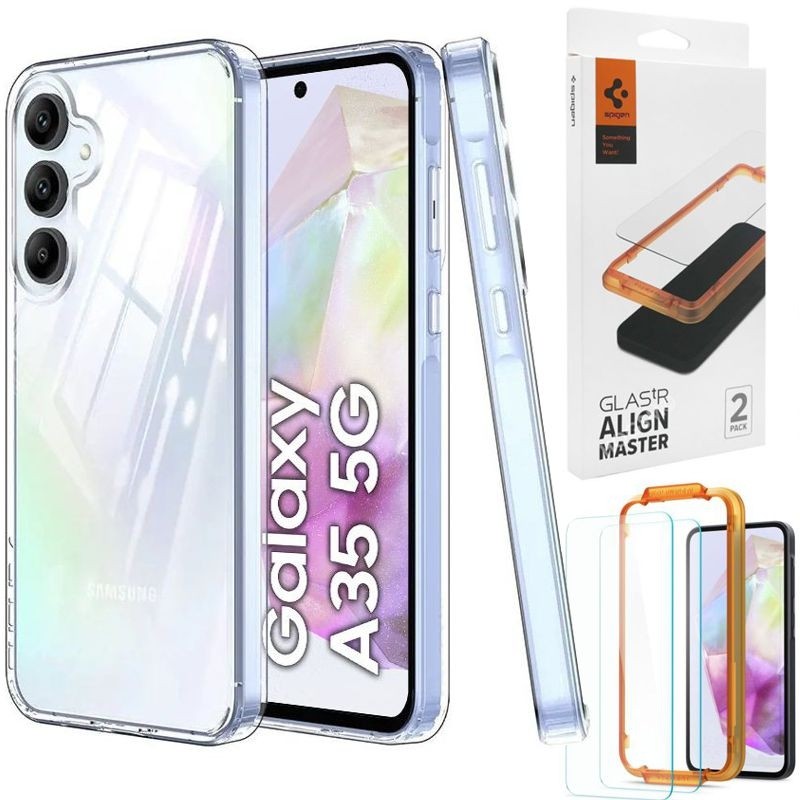 Etui Forcell Protect Case | Clear + 2x SZKŁO Spigen do Samsung Galaxy A35 5G