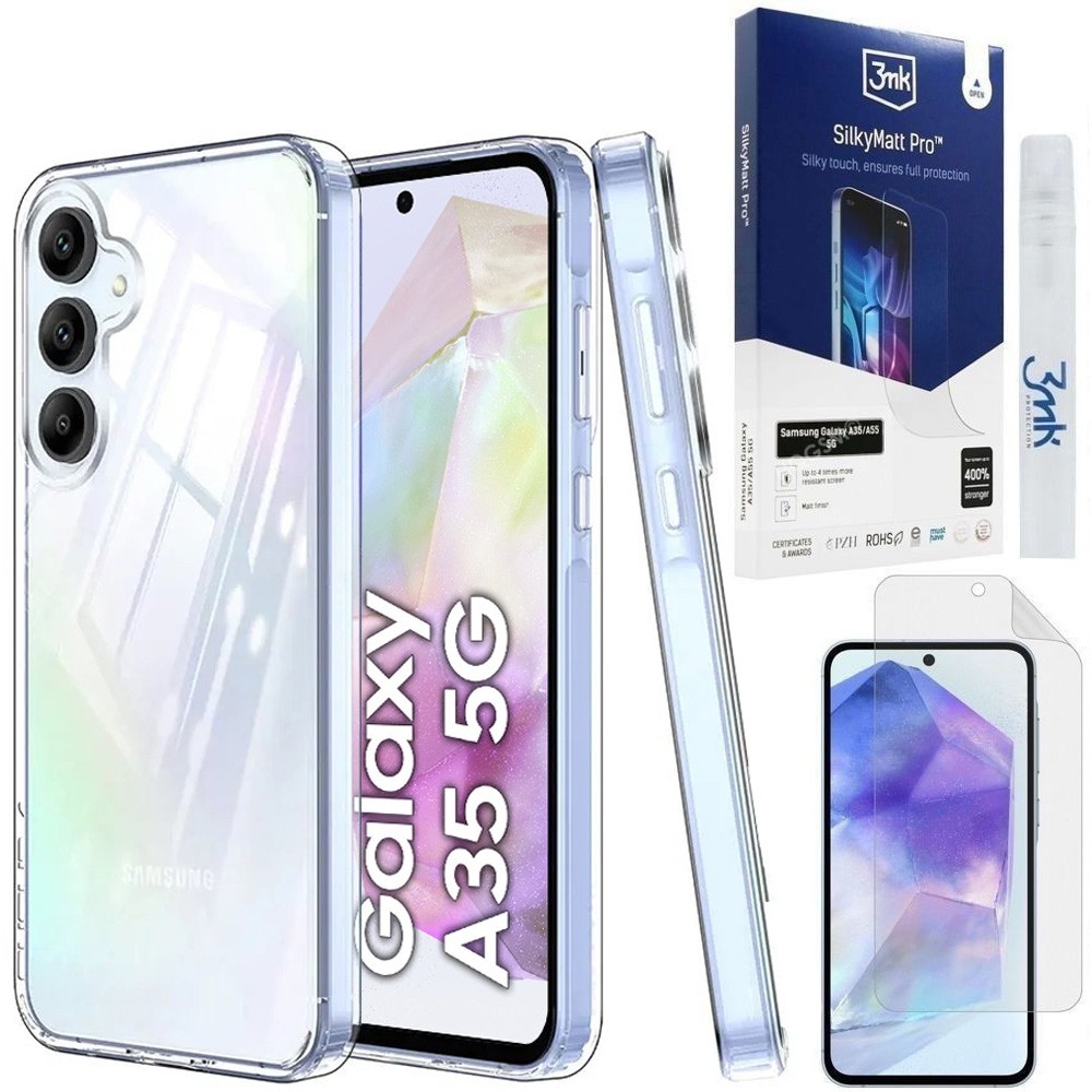 Etui Forcell Protect Case | Clear + FOLIA 3mk SilkyMatt do Samsung Galaxy A35 5G