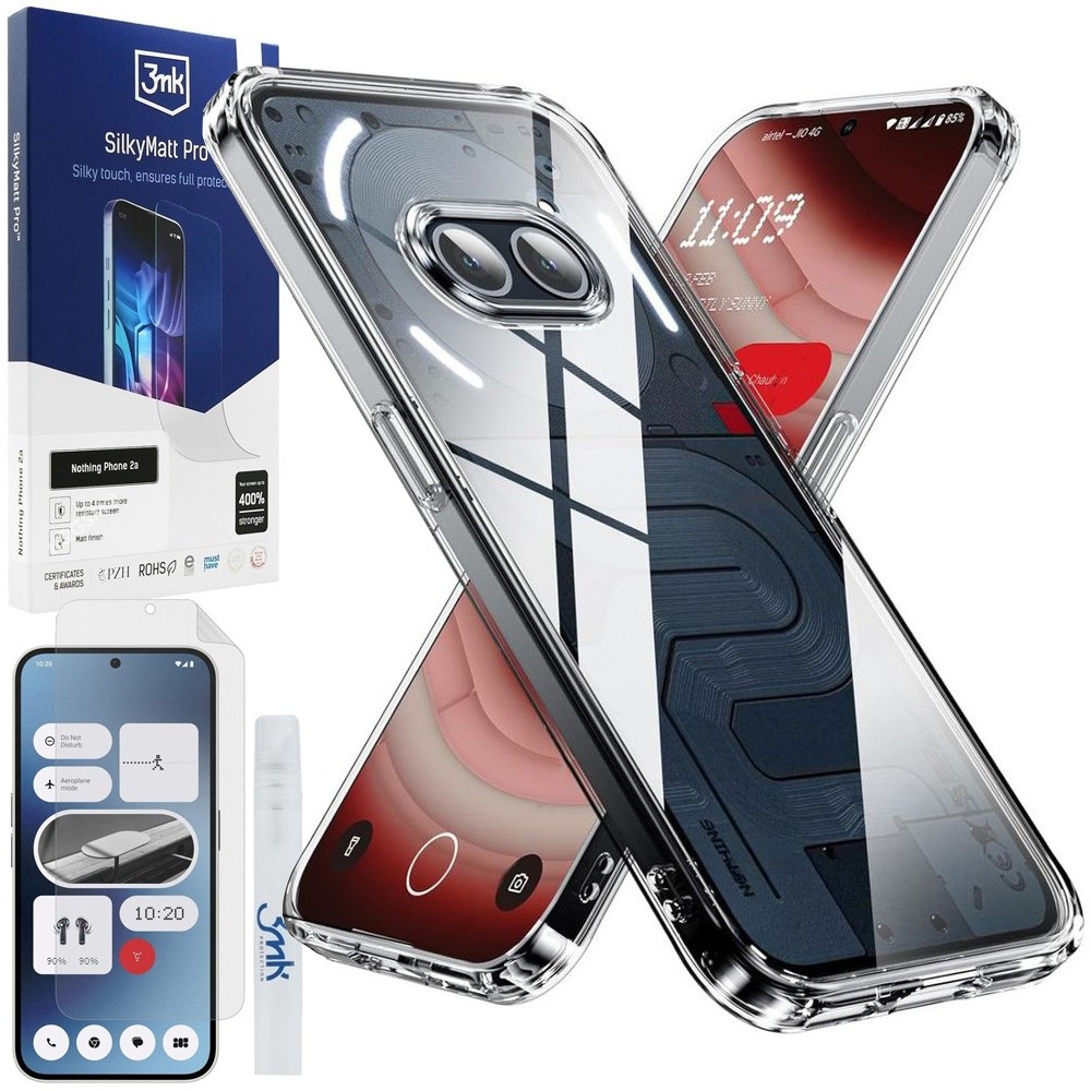 Etui Clear Hybrid Case | Clear + FOLIA 3mk SilkyMatt do Nothing Phone 2a / 2a Plus