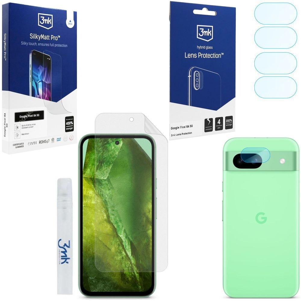 FOLIA Matowa 3mk SilkyMatt Pro + 4x APARAT Lens Protection do Google Pixel 8a