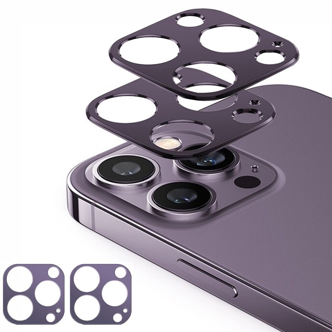 2x Aluminium Camera | Nakładka Osłona na Aparat | Deep Purple do Apple iPhone 14 Pro / Pro Max