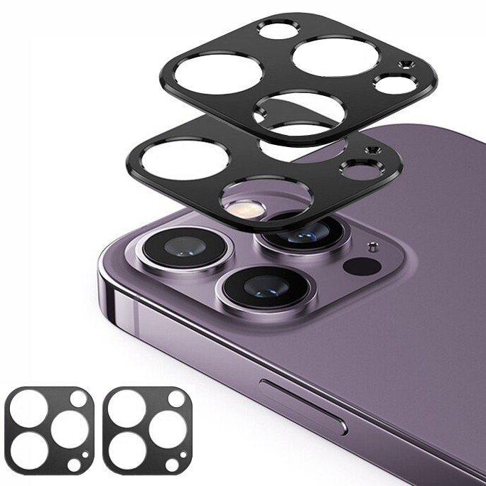 2x Aluminium Camera | Nakładka Osłona na Aparat | Black do Apple iPhone 14 Pro / Pro Max