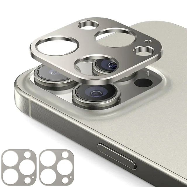 2x Aluminium Camera | Nakładka Osłona na Aparat | Titanium do Apple iPhone 15 Pro / Pro Max
