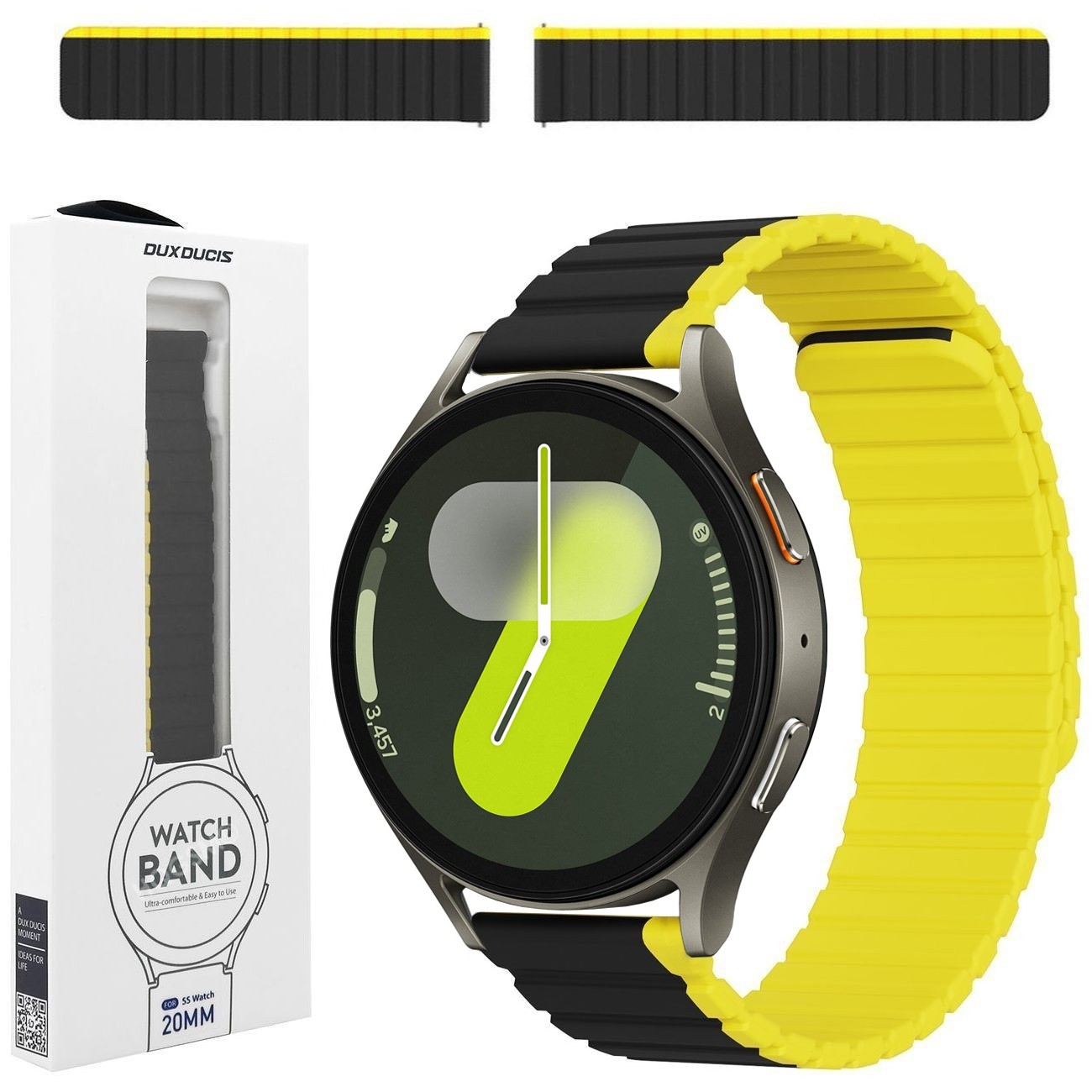 Dux Ducis | Magnetyczny Pasek Silikonowy | Black Yellow do Samsung Galaxy Watch 7 / LTE