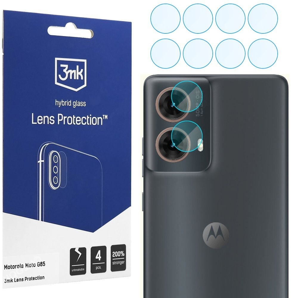 4x 3mk Lens Protection | Szkło Hybrydowe na Obiektyw Aparat do Motorola Moto G85