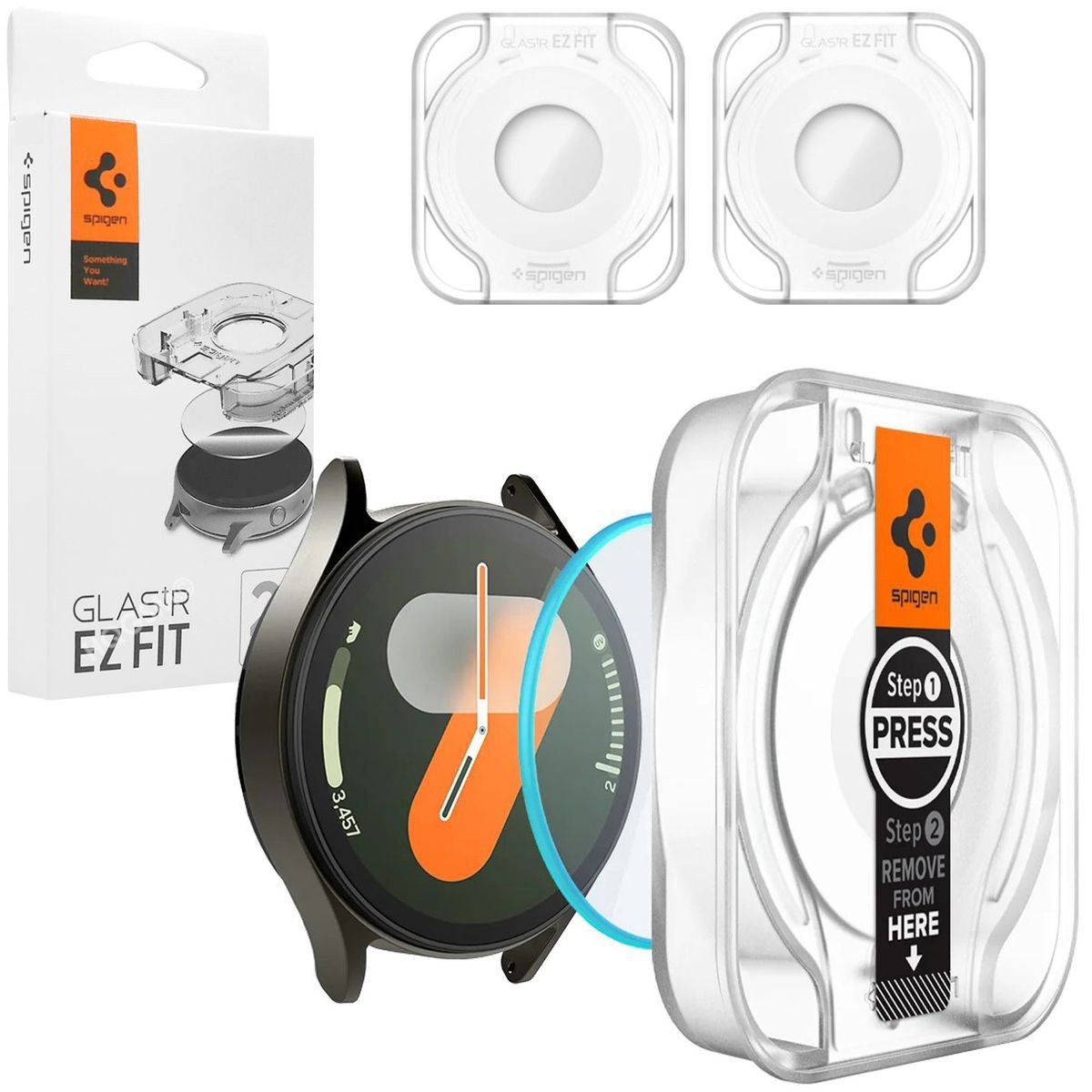 2x SPIGEN Glas.tR EZ FIT Szkło Hartowane + Aplikator do Samsung Galaxy Watch 7 40mm