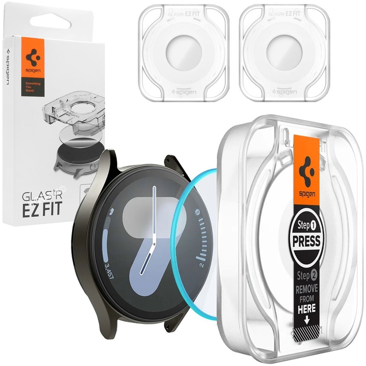 2x SPIGEN Glas.tR EZ FIT Szkło Hartowane + Aplikator do Samsung Galaxy Watch 7 44mm