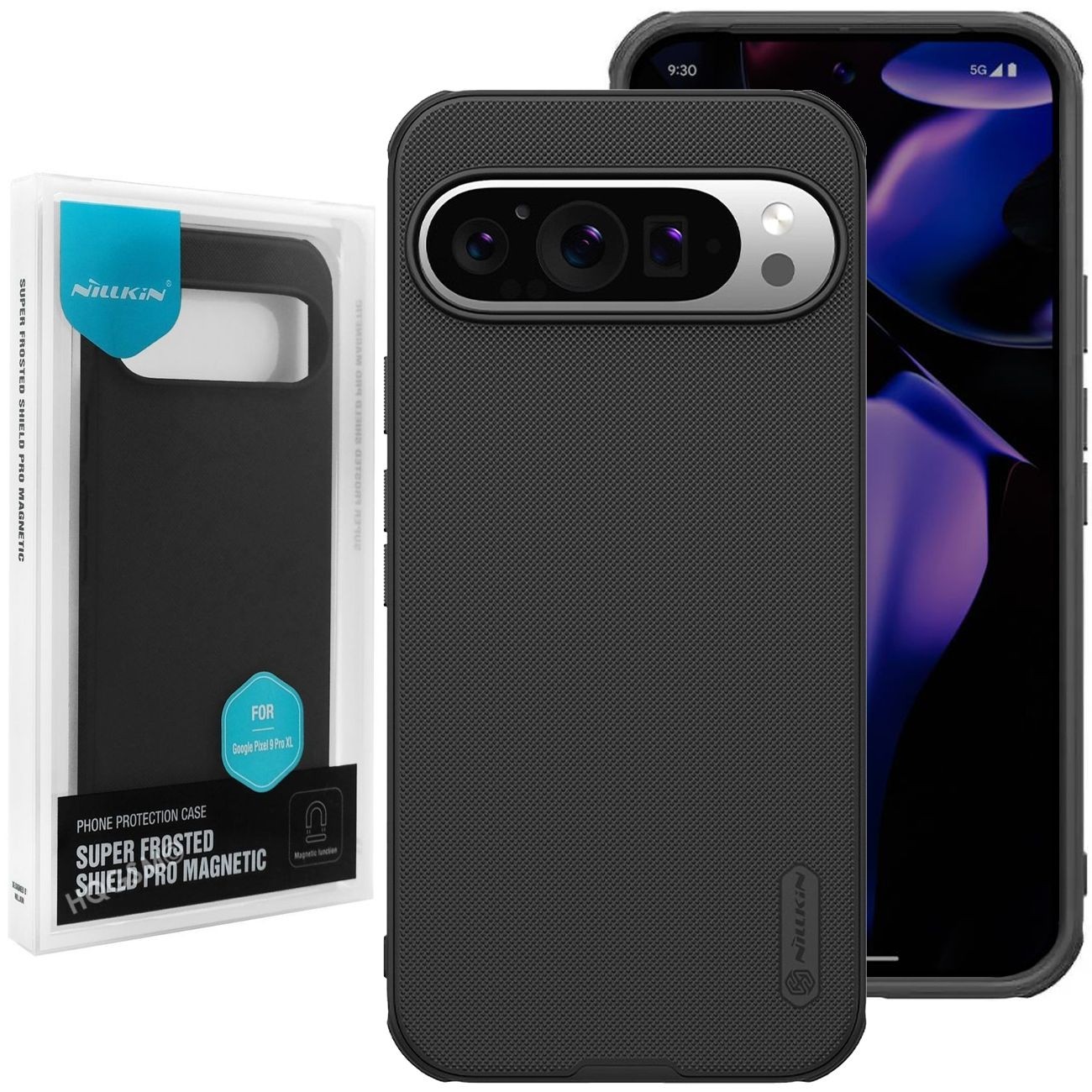 Etui NILLKIN Frosted Shield Magnetic | Czarne do Google Pixel 9 Pro XL