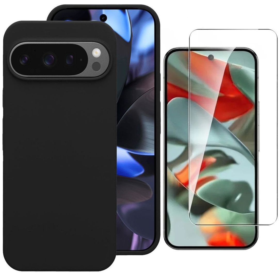 Cienkie Etui 3mk Matt Case | Black + SZKŁO do Google Pixel 9 Pro XL