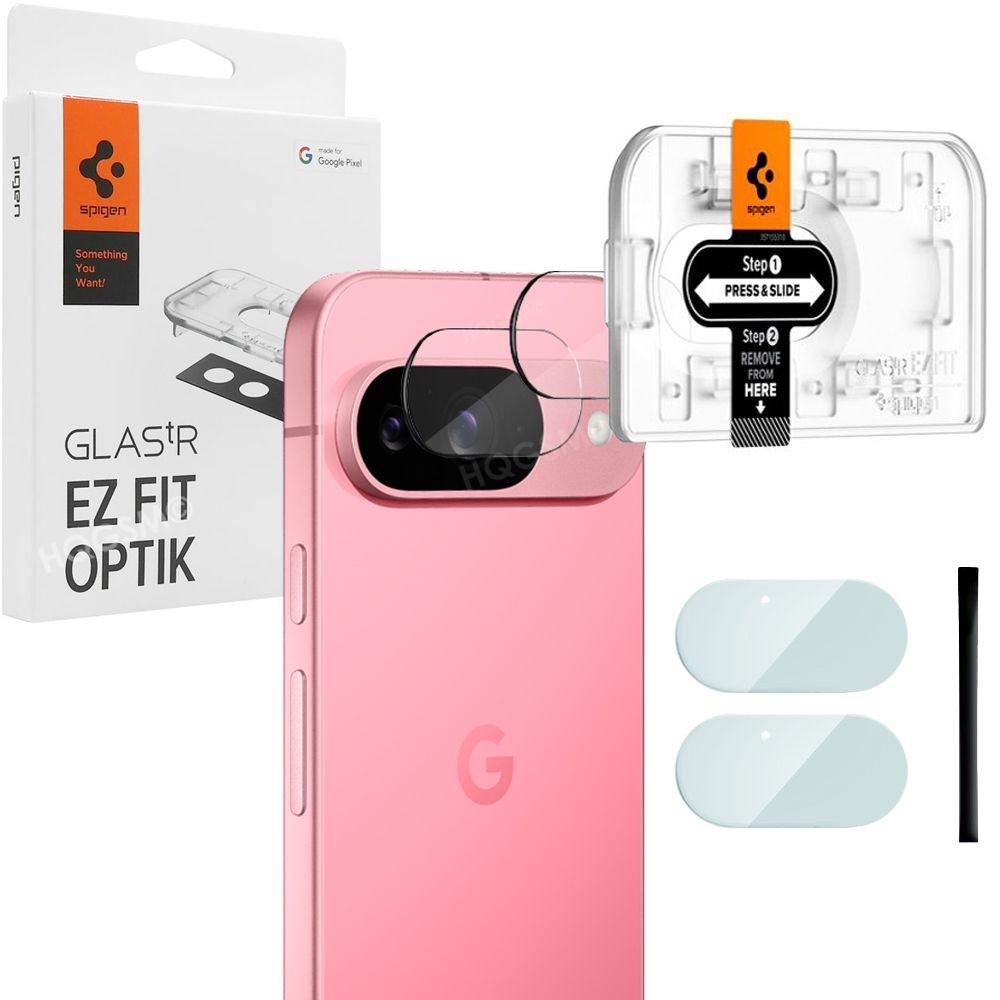 2x SPIGEN EZ Fit OPTIK | Szkło Hartowane na Aparat | Clear + Aplikator do Google Pixel 9