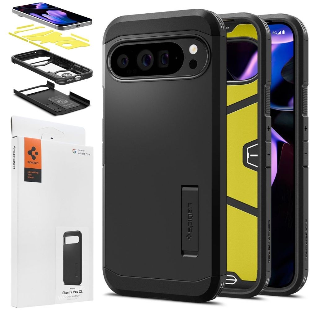 Pancerne Etui SPIGEN Tough Armor | Black do Google Pixel 9 Pro XL