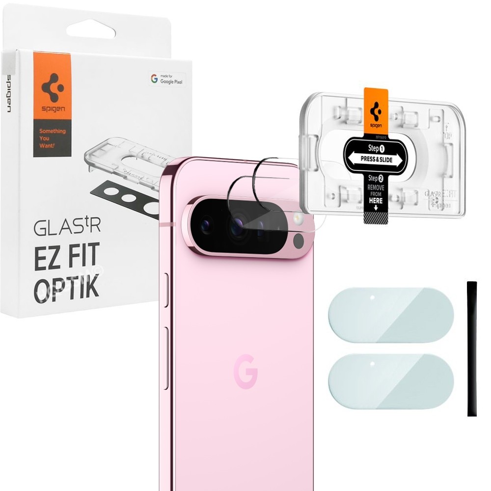 2x SPIGEN EZ Fit OPTIK | Szkło Hartowane na Aparat | Clear + Aplikator do Google Pixel 9 Pro