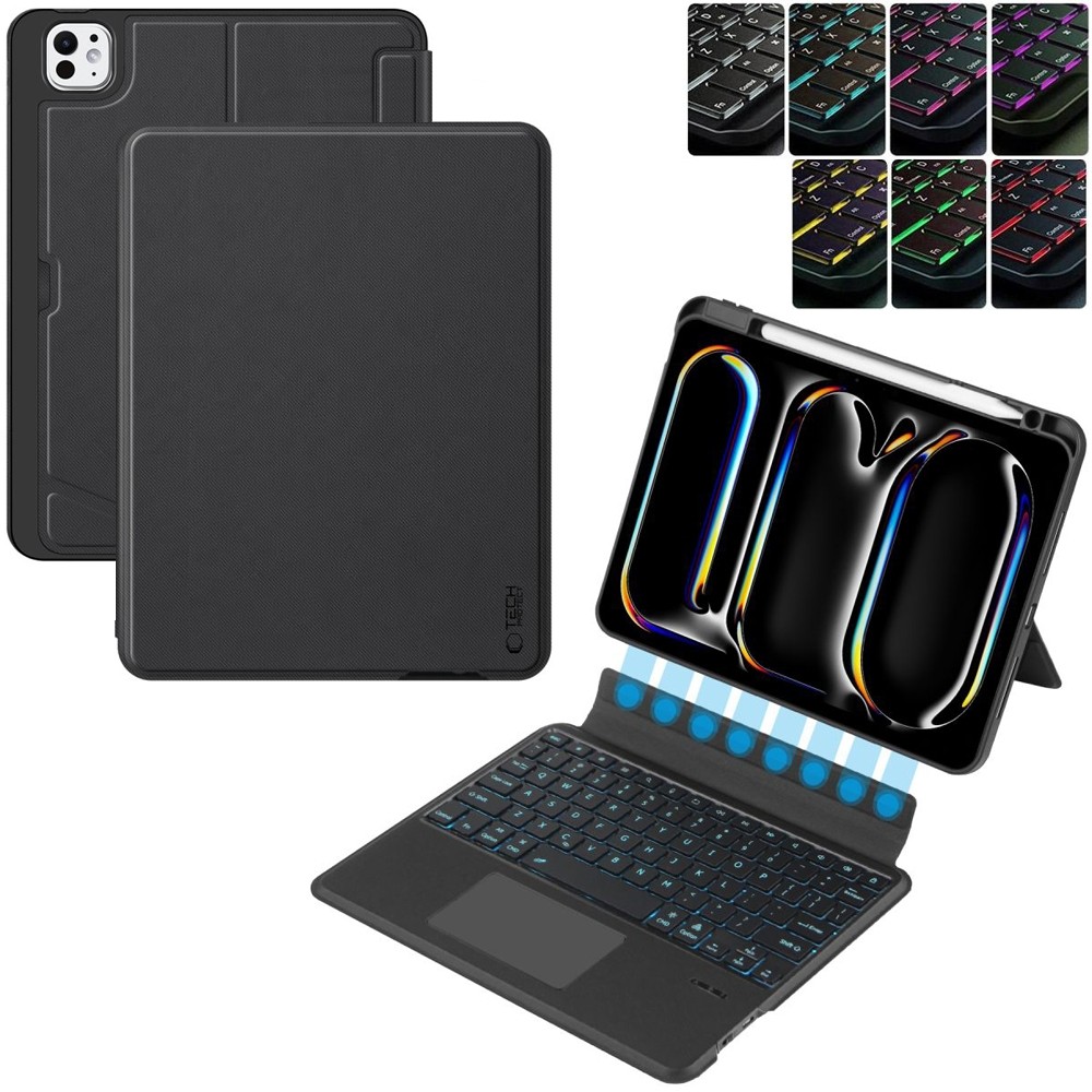 Zamykane Etui Obudowa z Klawiaturą Bluetooth RGB | Czarne do Apple iPad Pro 11 M4 2024 5gen