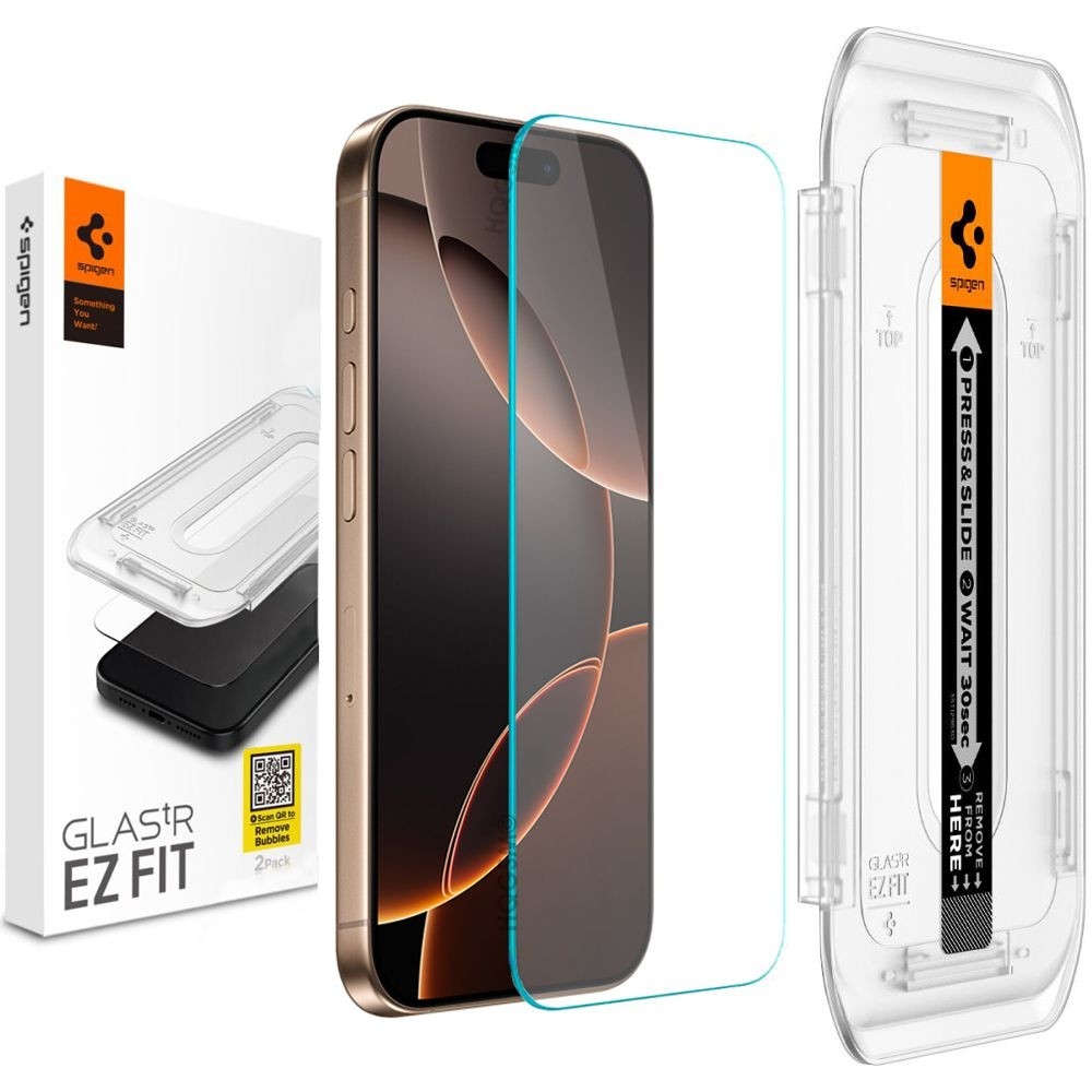 Szkło Hartowane SPIGEN GLAS.tR EZ FIT + Ramka Instalacyjna do Apple iPhone 16 Pro Max