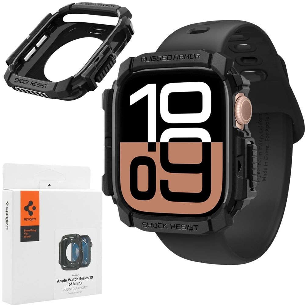 Etui SPIGEN Rugged Armor | Matte Black do Apple Watch 10 42mm